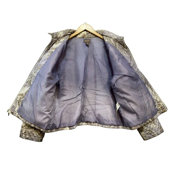 Chicos Womens Quilted Paisley Jacket Size 3 XL Purple Gray Shell Full Zip - Picture 13 of 13